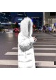 Kışlık Diz Boy Kürk Detaylı Kadın Şişme Mont