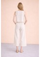 Keten Yazlık Yüksel Bel Capri Pantolon Sırt Detaylı Kolsuz İkili Takım