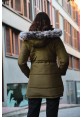 Kışlık Yaka Kürklü Uzun Kadın Şişme Mont