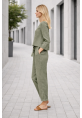Keten Günlük Rahat Beli Kemerli Kadın İkili Takım Alt Üst