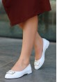 Linna Beyaz Cilt Babet Ayakkabı