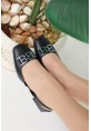 Anjila Siyah Cilt Topuklu Ayakkabı