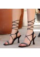 Almira Siyah Saten Topuklu Ayakkabı