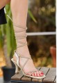 Jennl Bej Saten Topuklu Ayakkabı