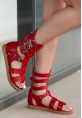 Losya Kırmızı Deri Sandalet